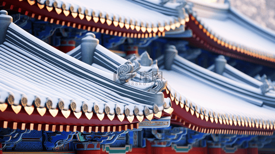 飞檐屋顶背景图片_北京故宫冬季雪景特写镜头图片12