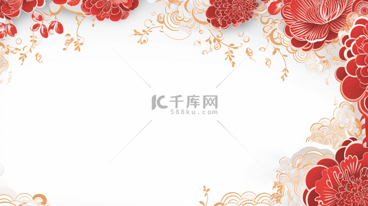 中国古典红色背景图片_红色中国风新年梅花装饰背景2