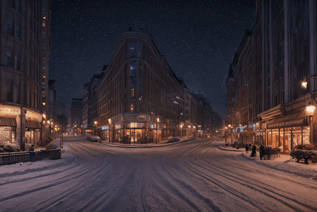 冬季下雪城市夜景摄影图102