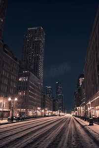 127摄影照片_冬季下雪城市夜景摄影图127