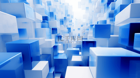 方块堆积背景图片_蓝白色堆积方块抽象艺术背景10背景素材