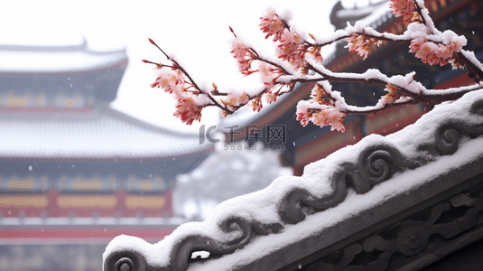 故宫屋檐背景图片_北京故宫冬季雪景特写镜头图片7