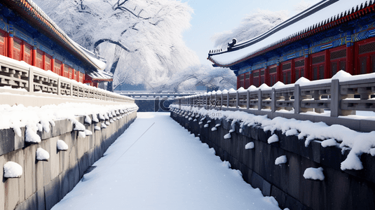 图片冬季背景图片_故宫冬季古建筑雪景图片14