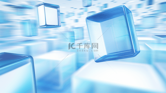 冰块背景素材背景图片_悬浮蓝白透明方块背景1背景素材