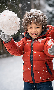 小孩打雪仗摄影照片_冬天大雪小孩玩雪雪地积雪人物摄影3