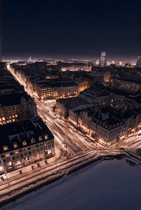 城市下雪摄影照片_冬季下雪城市夜景摄影图196