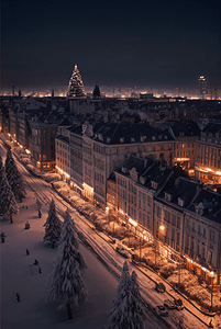冬季下雪城市夜景摄影图169