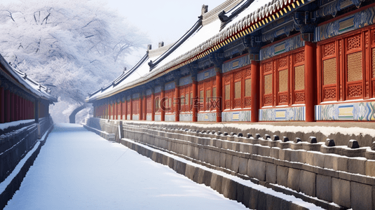 故宫图片背景图片_故宫冬季古建筑雪景图片24