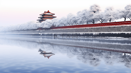 北京国风背景图片_唯美冬季故宫雪景图片22