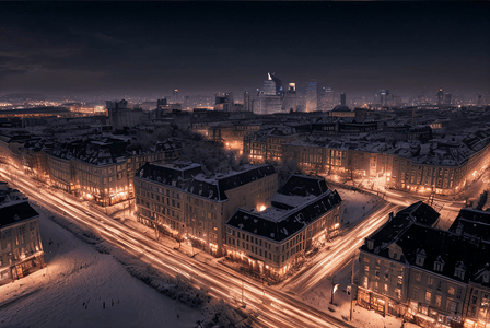 冬季下雪城市夜景摄影图127