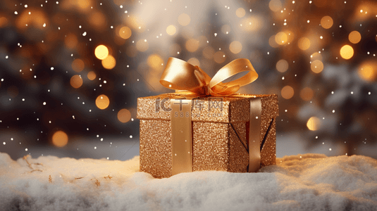 下雪礼物盒背景背景图片_写实圣诞礼物礼物盒下雪背景(2)