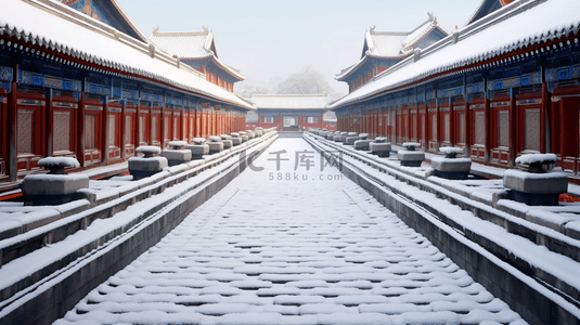 图片冬季背景图片_故宫冬季古建筑雪景图片9