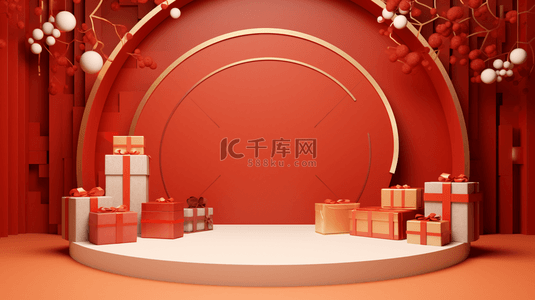红色喜庆促销新年背景图片_红色中国风古典年货节背景5