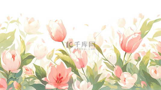 粉色郁金香花朵清新春天4背景