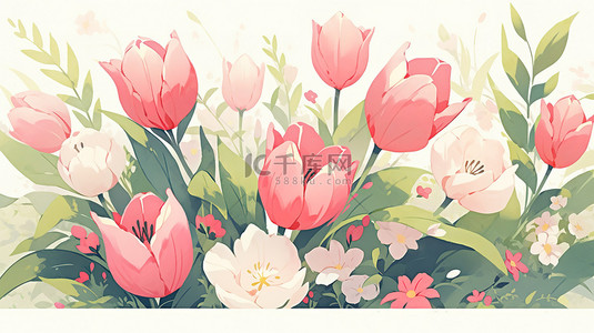 粉色郁金香花朵清新春天20背景素材