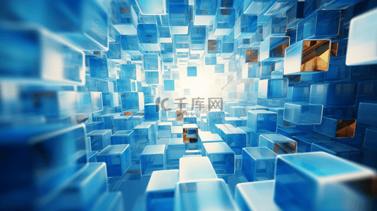 方块堆积背景图片_蓝白色堆积方块抽象艺术背景8设计