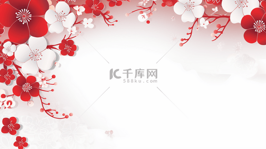 红色中国风新年梅花装饰背景10