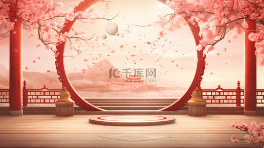 春节红色梅花背景图片_彩色中国风古典装饰春节边框背景22