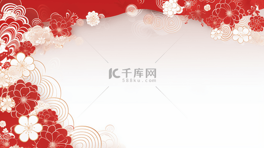 红色中国风新年梅花装饰背景1