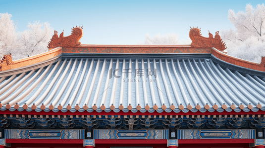 飞檐屋顶背景图片_北京故宫冬季雪景特写镜头图片2