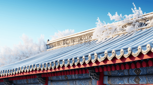 飞檐屋顶背景图片_北京故宫冬季雪景特写镜头图片11