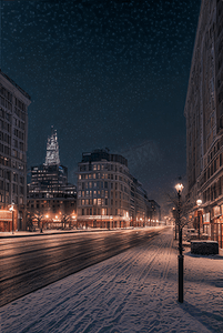 冬季下雪城市夜景摄影图198