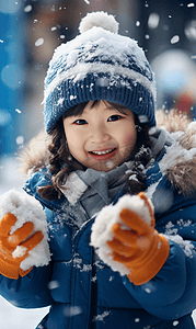 冬季小孩摄影照片_冬天冬季打雪仗小孩摄影图