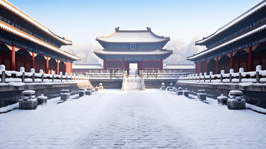 北京国风背景图片_唯美冬季故宫雪景图片8