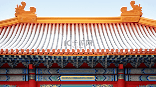 飞檐屋顶背景图片_北京故宫冬季雪景特写镜头图片19