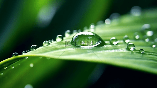 春天绿叶上的露珠水滴雨滴9图片