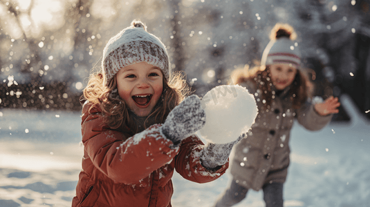 冬天大雪小孩玩雪雪地积雪人物摄影6