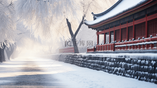 国风北京背景图片_唯美冬季故宫雪景图片14