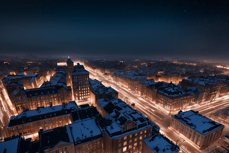 冬季下雪城市夜景摄影图32