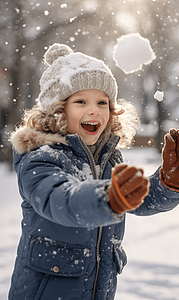 冬天大雪小孩玩雪雪地积雪人物摄影1