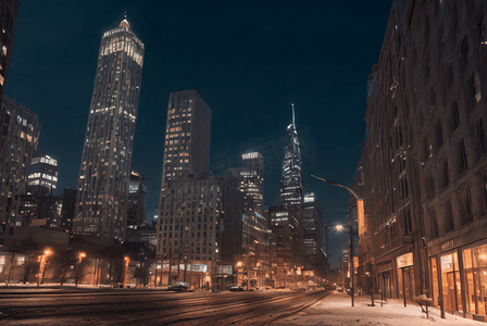 冬季下雪城市夜景摄影图73