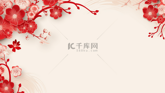 红色中国风新年梅花装饰背景3