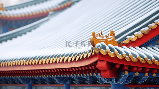飞檐屋顶背景图片_北京故宫冬季雪景特写镜头图片20