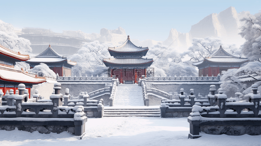 北京国风背景图片_唯美冬季故宫雪景图片25