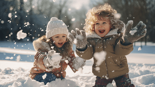 冬天大雪小孩玩雪雪地积雪人物摄影7