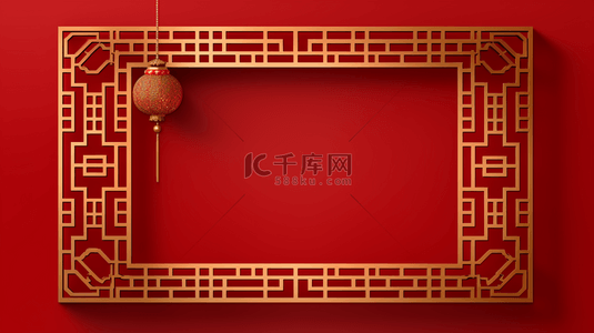 国风红金新年灯笼边框背景