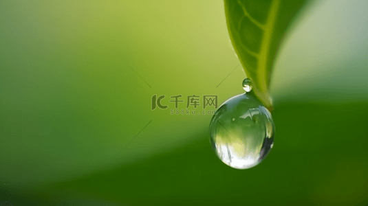 绿叶水滴背景图片_春天绿叶上的露珠水滴雨滴背景