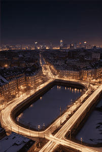 冬季下雪城市夜景摄影图199