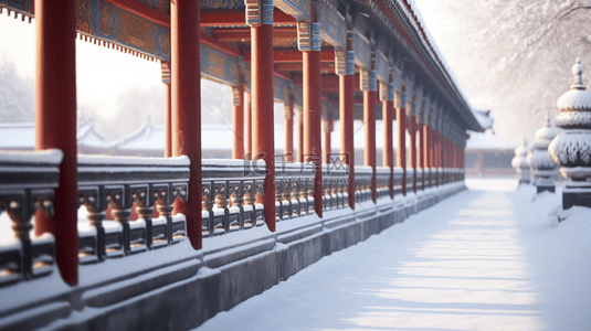 图片冬季背景图片_故宫冬季古建筑雪景图片2