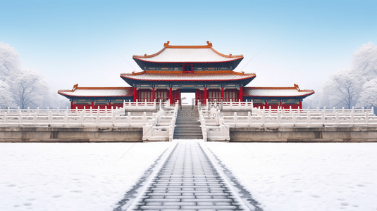 北京国风背景图片_唯美冬季故宫雪景图片30