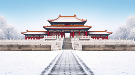 雪景图片背景图片_唯美冬季故宫雪景图片30