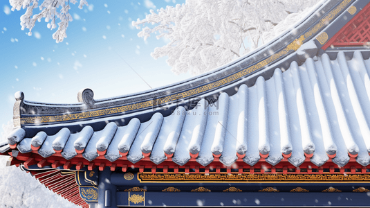飞檐屋顶背景图片_北京故宫冬季雪景特写镜头图片16