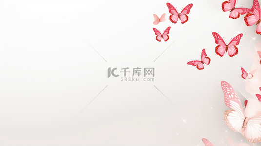 粉色飞舞的蝴蝶简约背景8