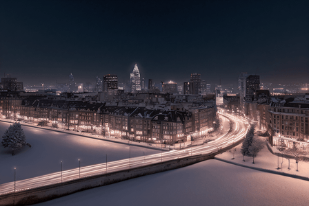 冬季下雪城市夜景摄影图101