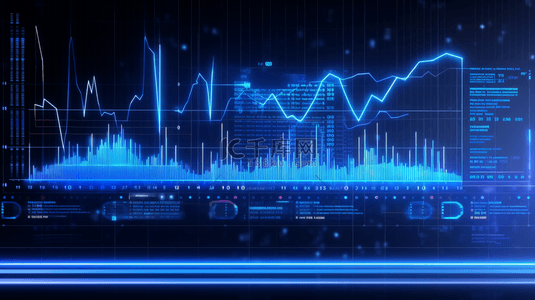 柱状图科技感背景图片_蓝色科技感电波柱状图背景4