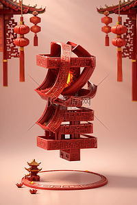 龙年初一背景图片_2024喜庆红色龙年中国风字体2